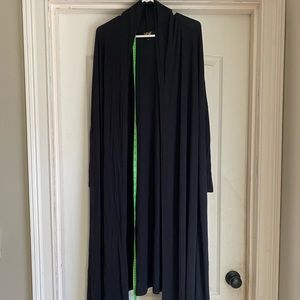 Nene Leaks Drape Front Duster Cardigan Black